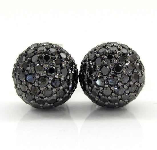 Black Diamond Cluster Stud Earrings in Sterling Silver