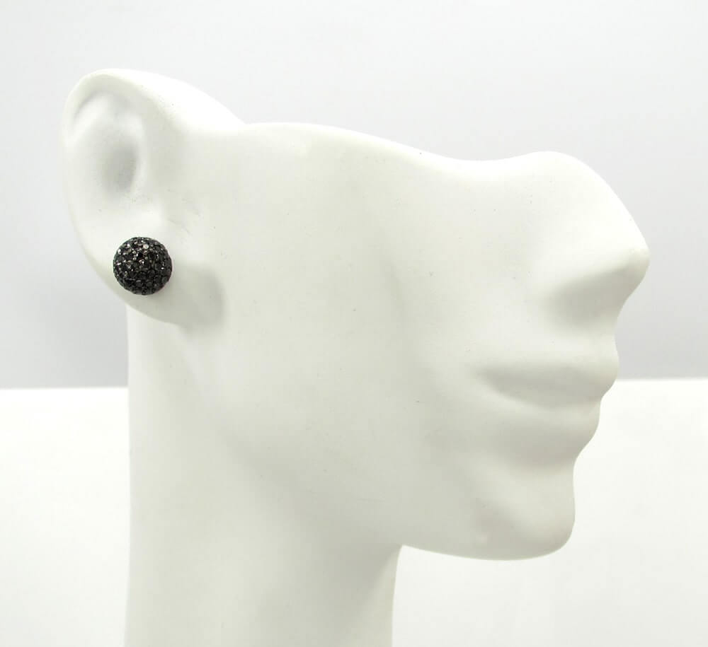 Black Diamond Cluster Stud Earrings in Sterling Silver