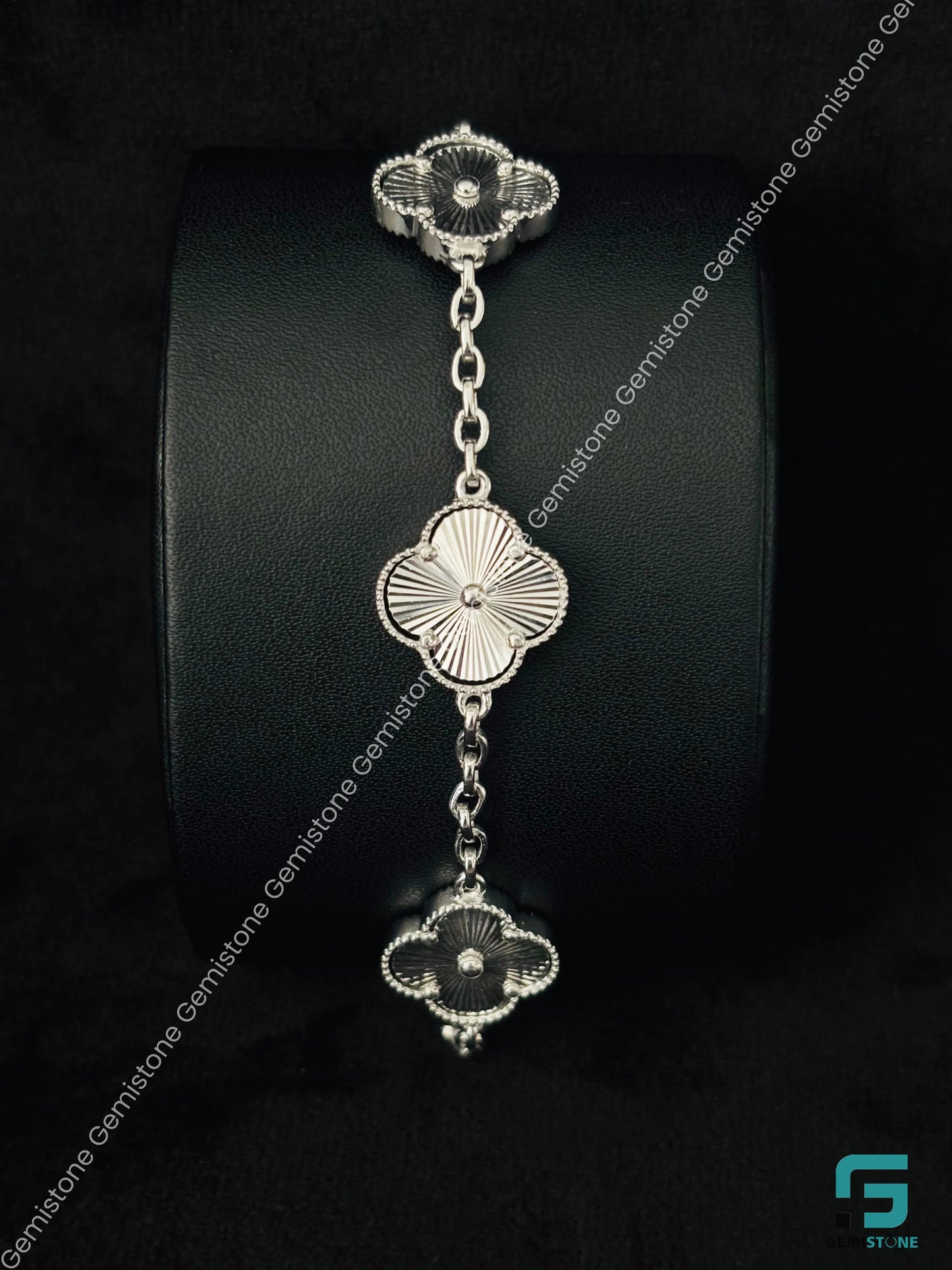 925 Solid Sterling Silver Four Leaf Clover Bracelet