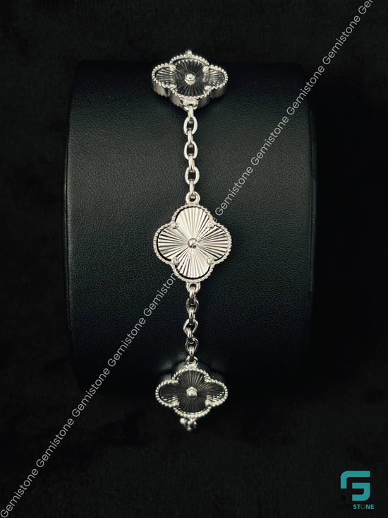 925 Solid Sterling Silver Four Leaf Clover Bracelet