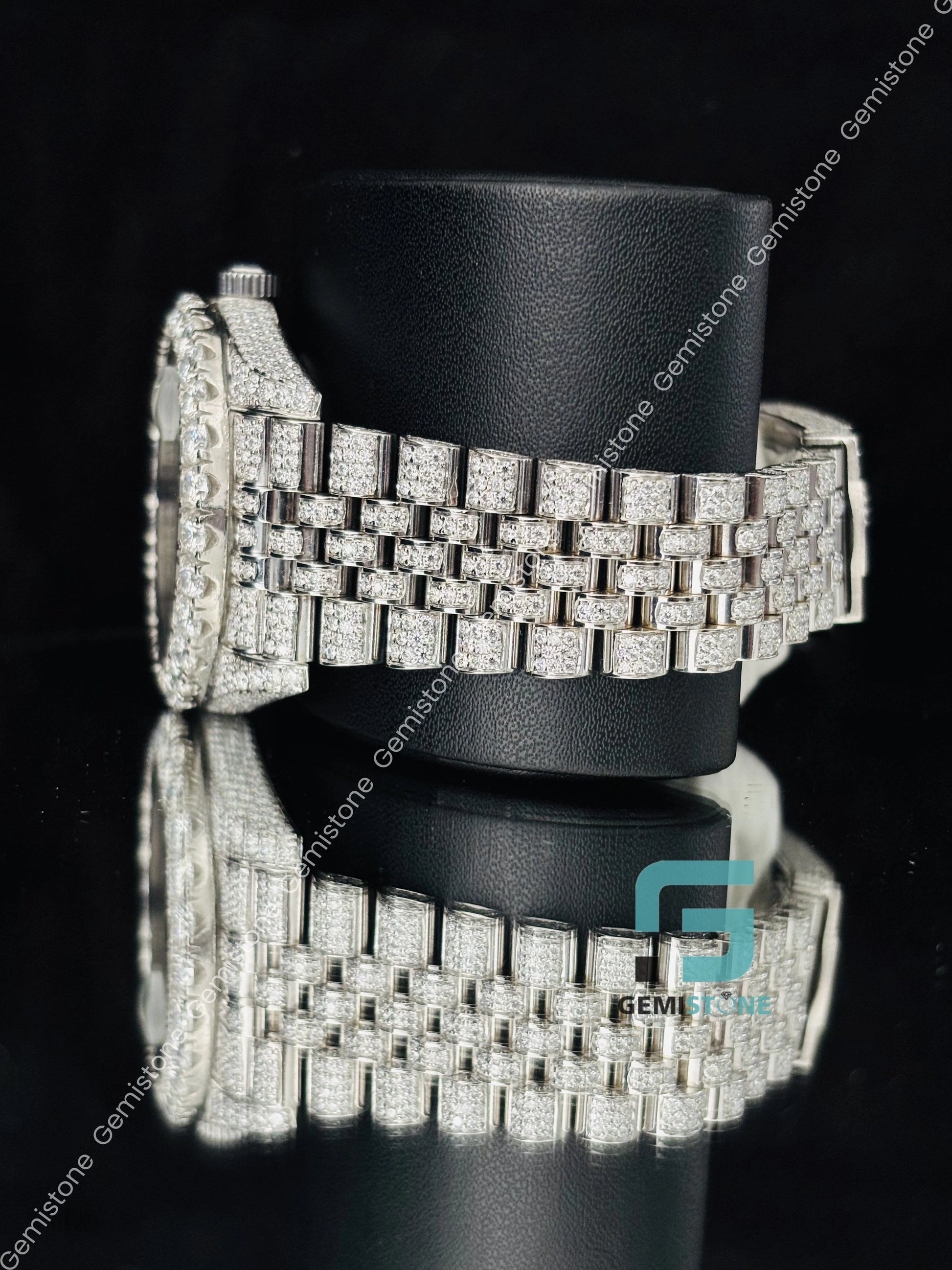 White Bar Moissanite Jubilee Strap Automatic Watch