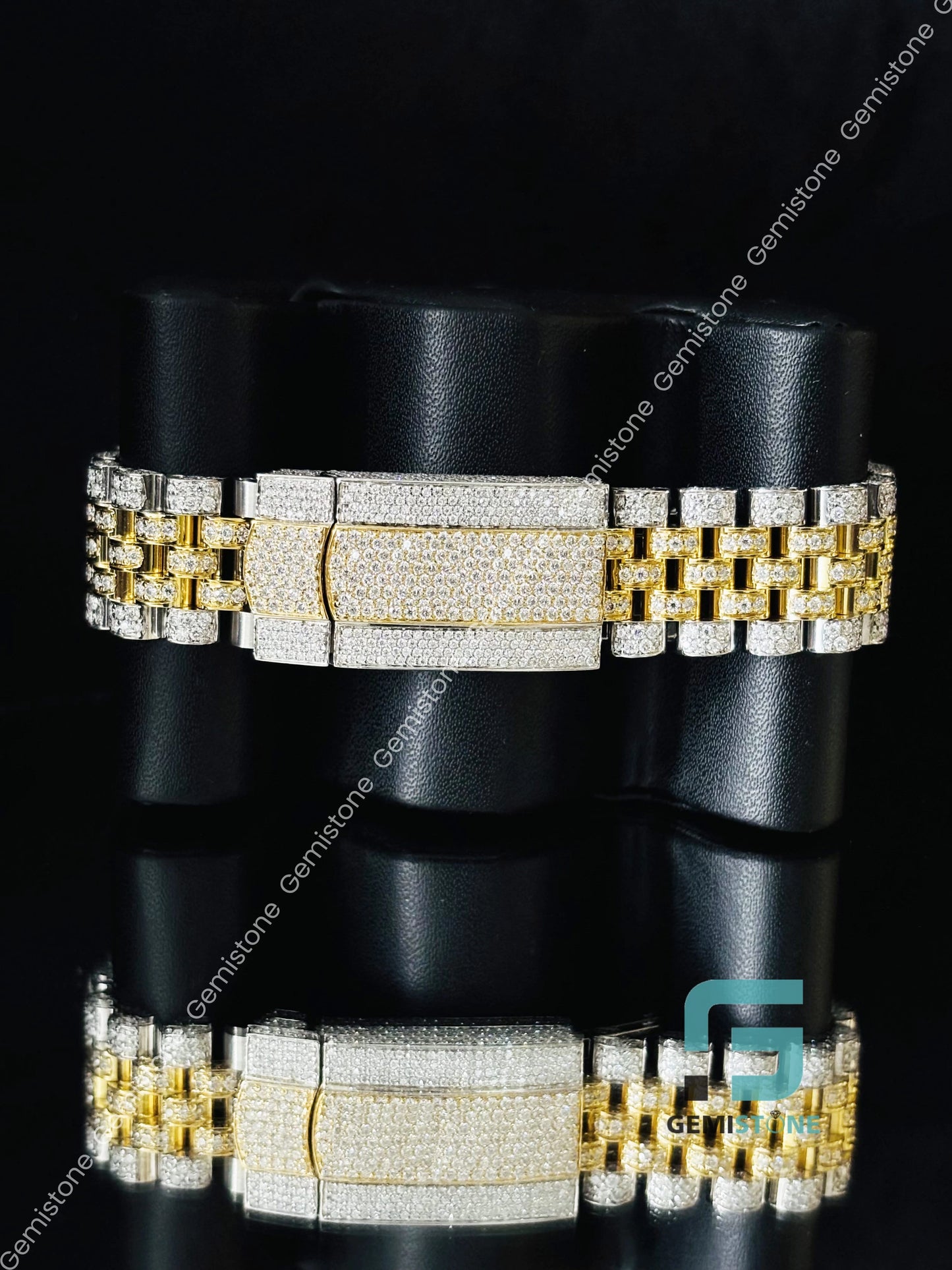 White Bar Rapper Moissanite Bust Down Watch for Him