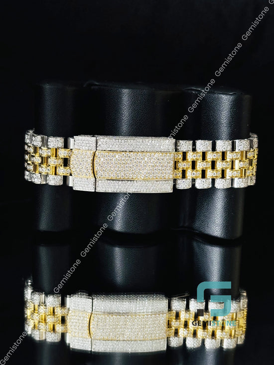 White Bar Rapper Moissanite Bust Down Watch for Him