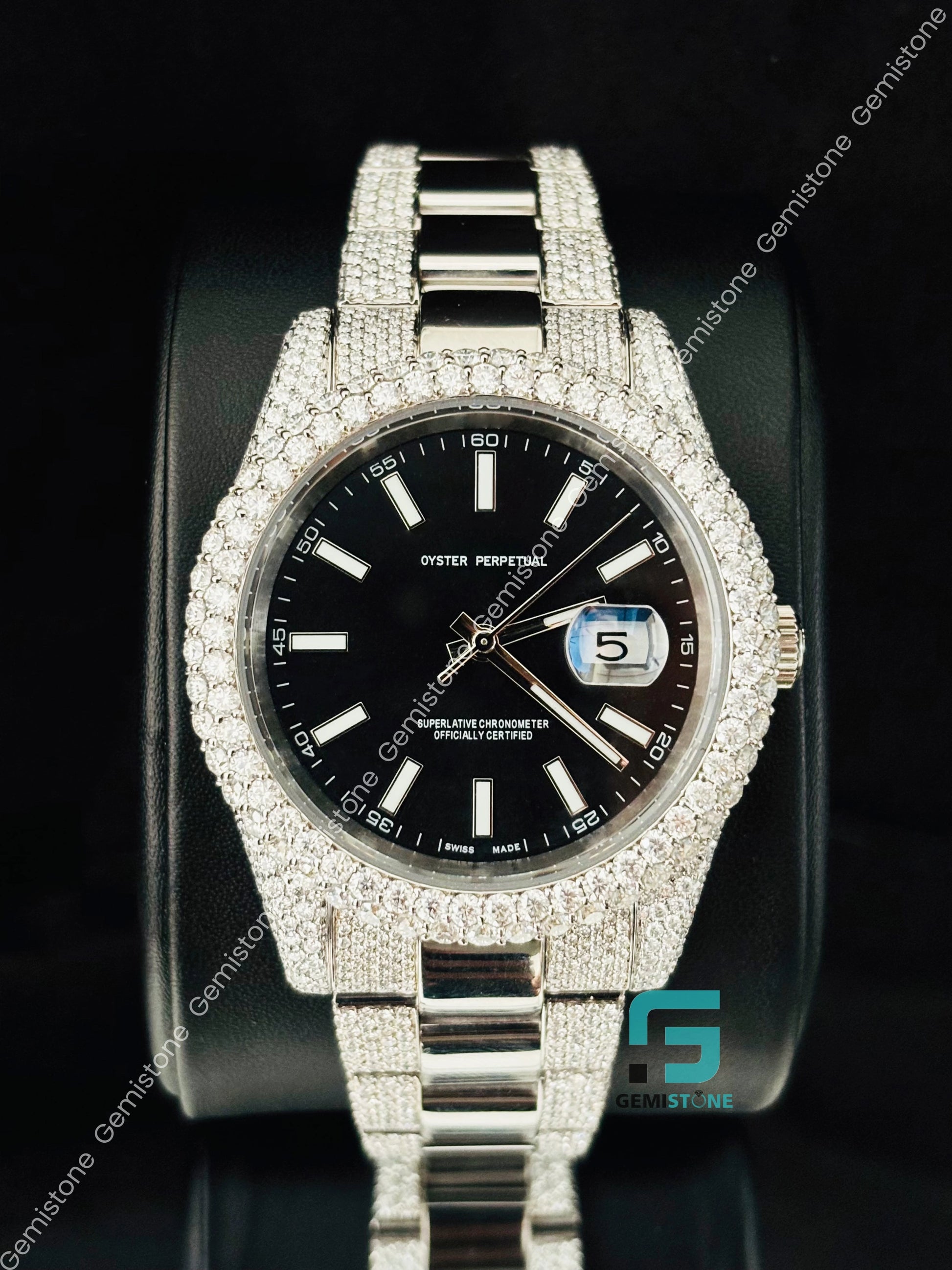 White Dial Bar Luxury Moissanite Watch