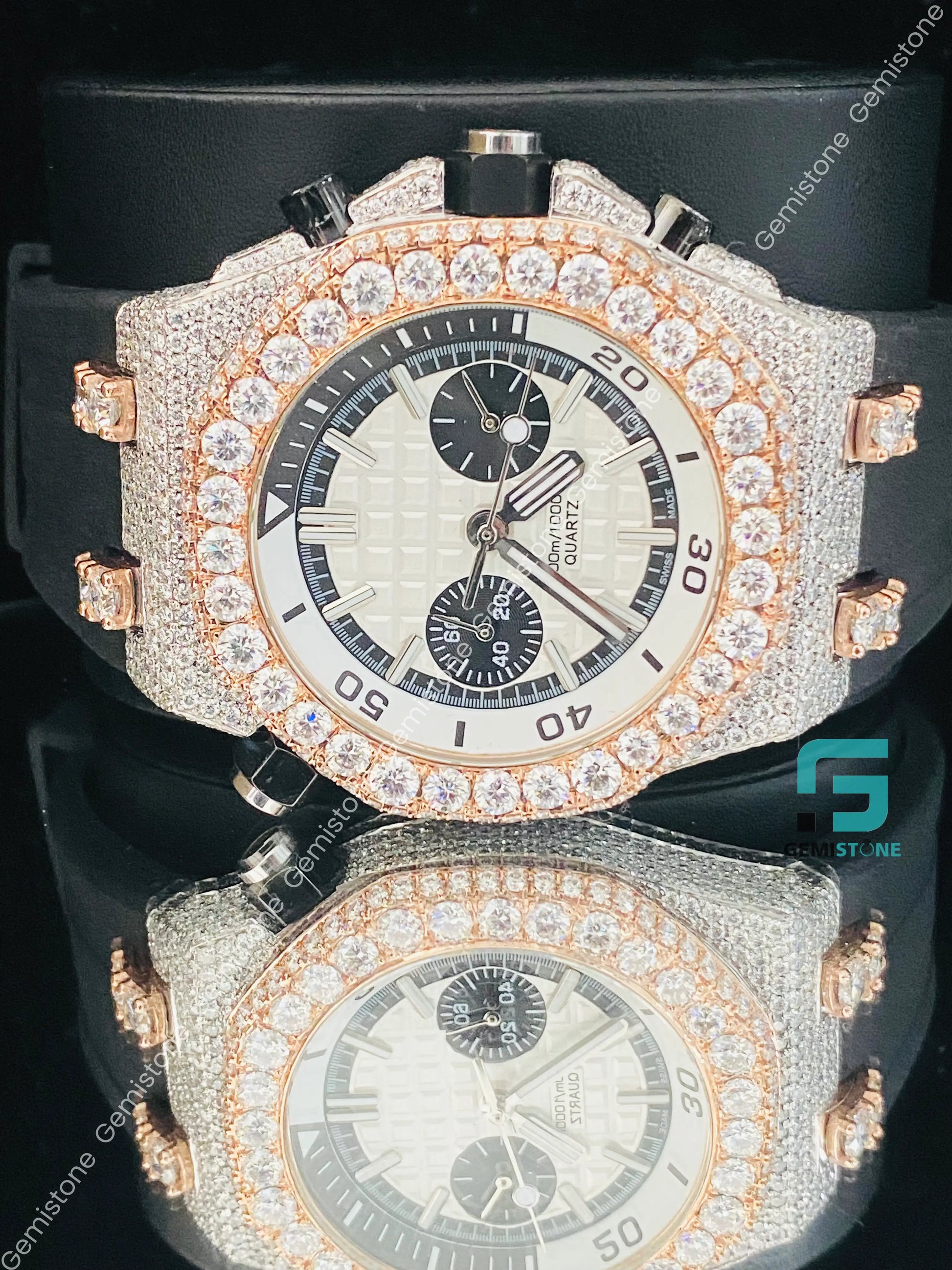 White_Dial_Bezel_Moissanite_Watch_For_Men