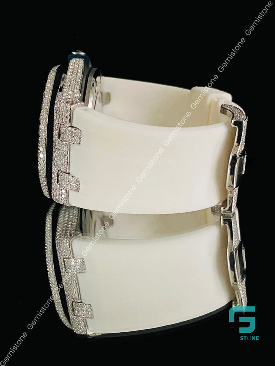 White Silicon Belt Moissanite Watch