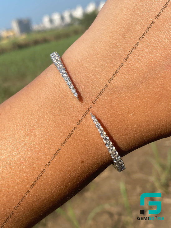 Round Cut Moissanite Diamond Claw Cuff Bracelet