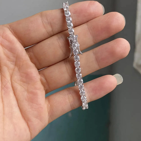 VVS Round Moissanite 4mm Tennis Bracelet | Solitaire Diamond Bracelet