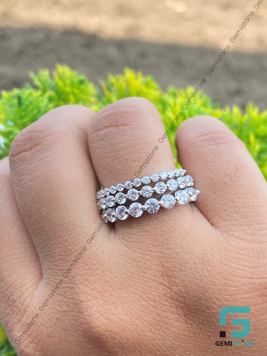 2.00mm, 2.50mm & 3.00mm Half Eternity Round Diamond Band | Minimalist Stacking Ring