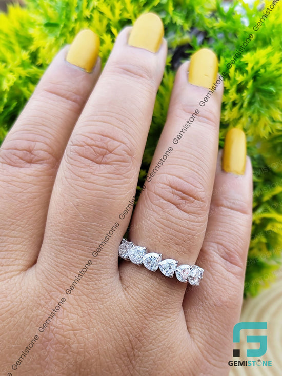 Full Eternity Heart Shape Moissanite Womens Wedding Band