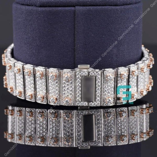 Men's Fully Iced Bust Down Moissanite Diamond Wrist Watch