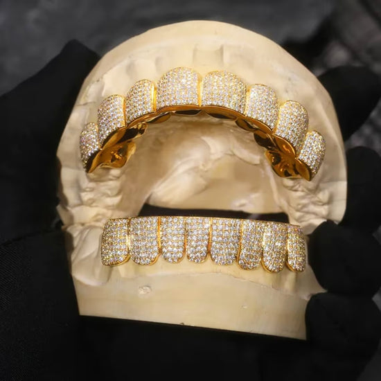 8 On 8 On Custom 925 Silver Real Moissanite Diamond Grillz