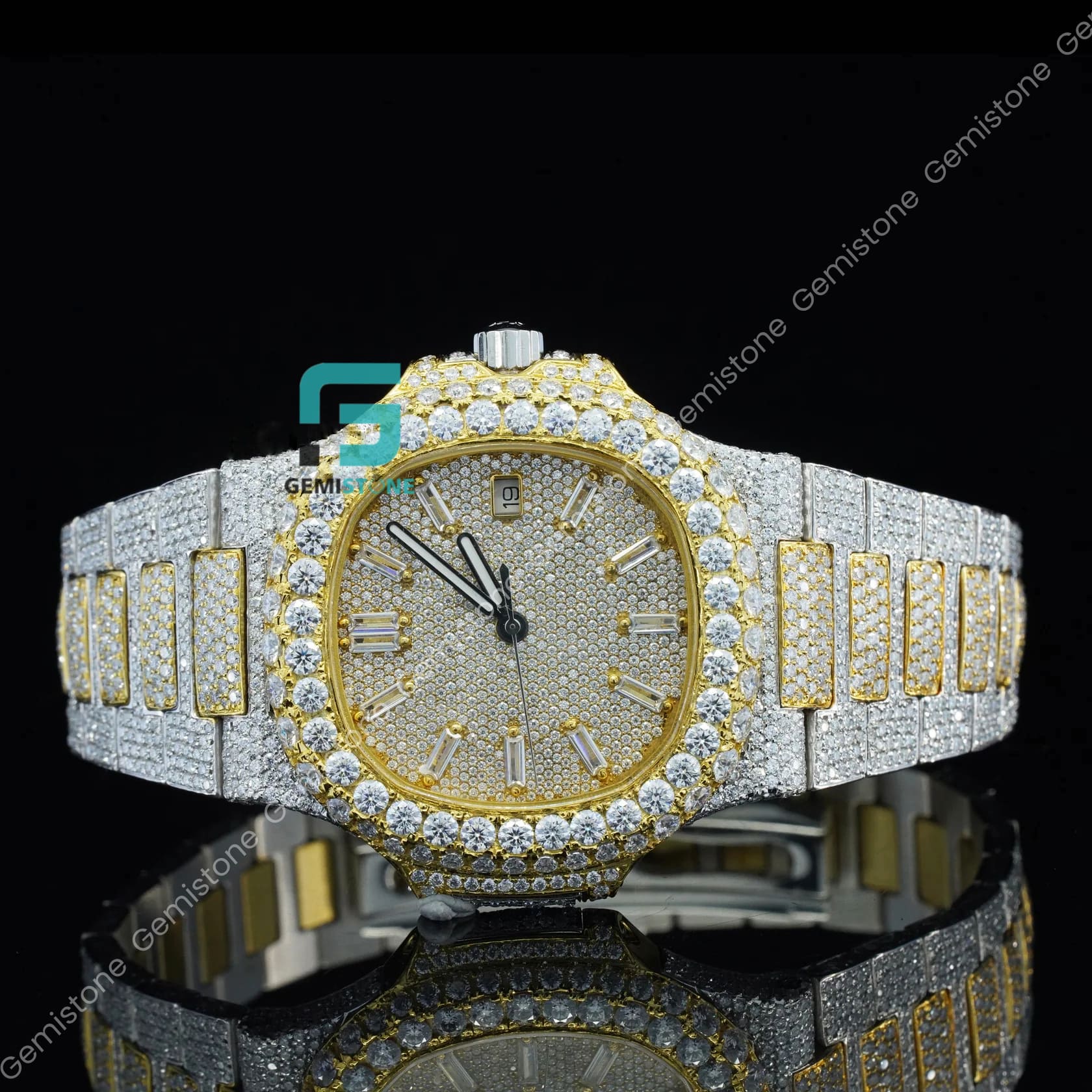 Yellow-Gold-Plated-PP-Moissanite-watch