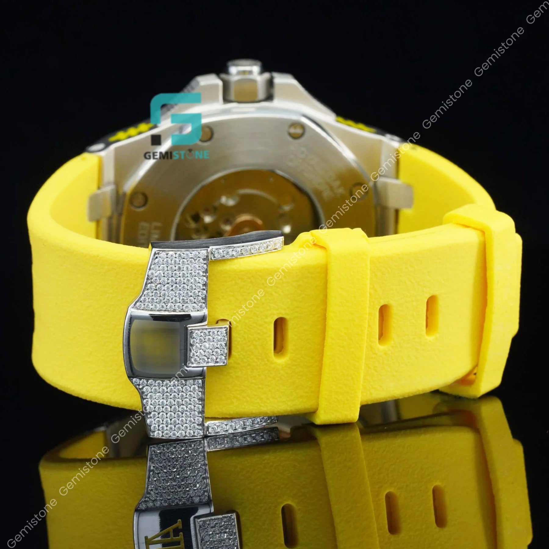 Yellow-Silicon-Straps-Diamond-Watch