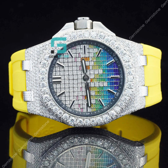 Yellow-Silicon-Straps-Moissanite-Watch