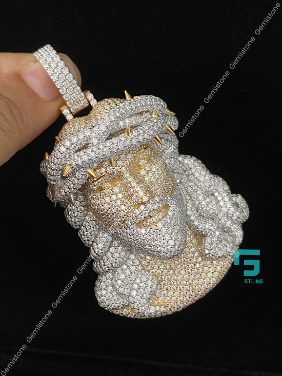 3" Inch Fully Iced Out Jesus Moissanite Pendant 925 Silver Gold Plated