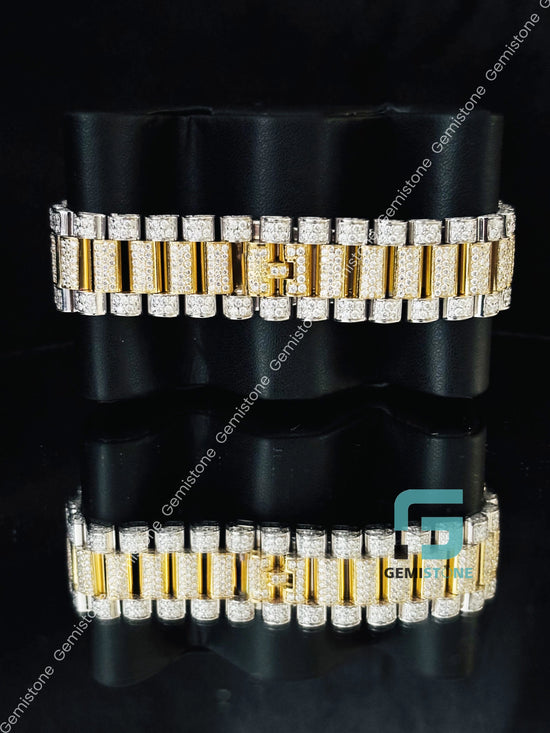 Yellow Dial Day Date Moissanite Hip Hop Watch