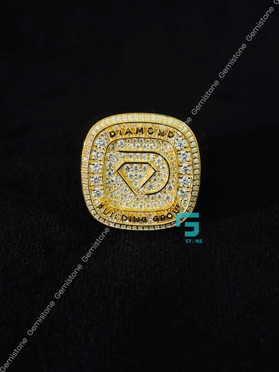Yellow Gold Palted Diamond Shape Moissanite Hip Hop Ring