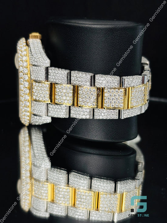 Yellow Gold Plated Hip Hop Moissanite Watch