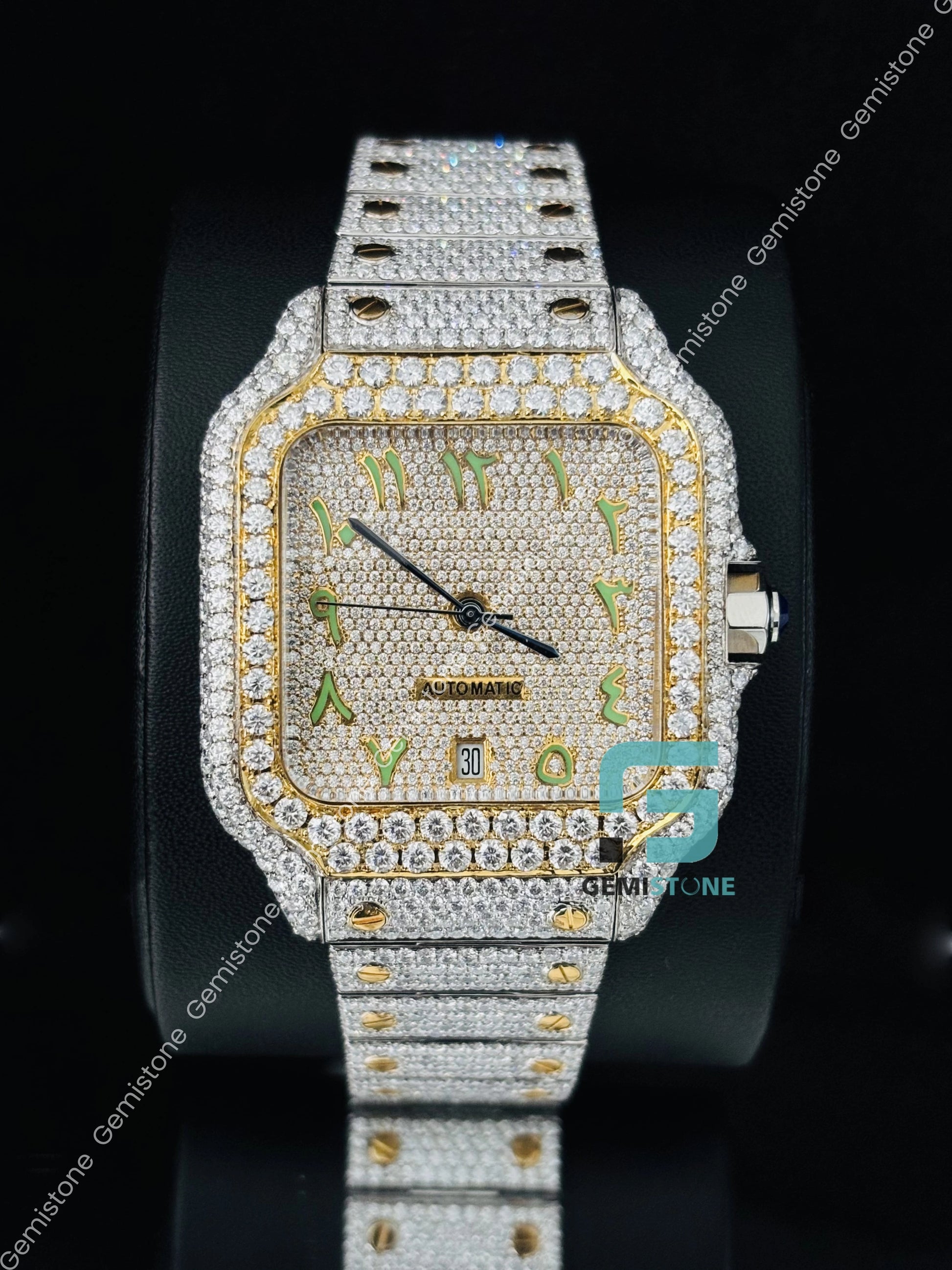 Yellow Gold Plated Moissanite Parrot Number Watch