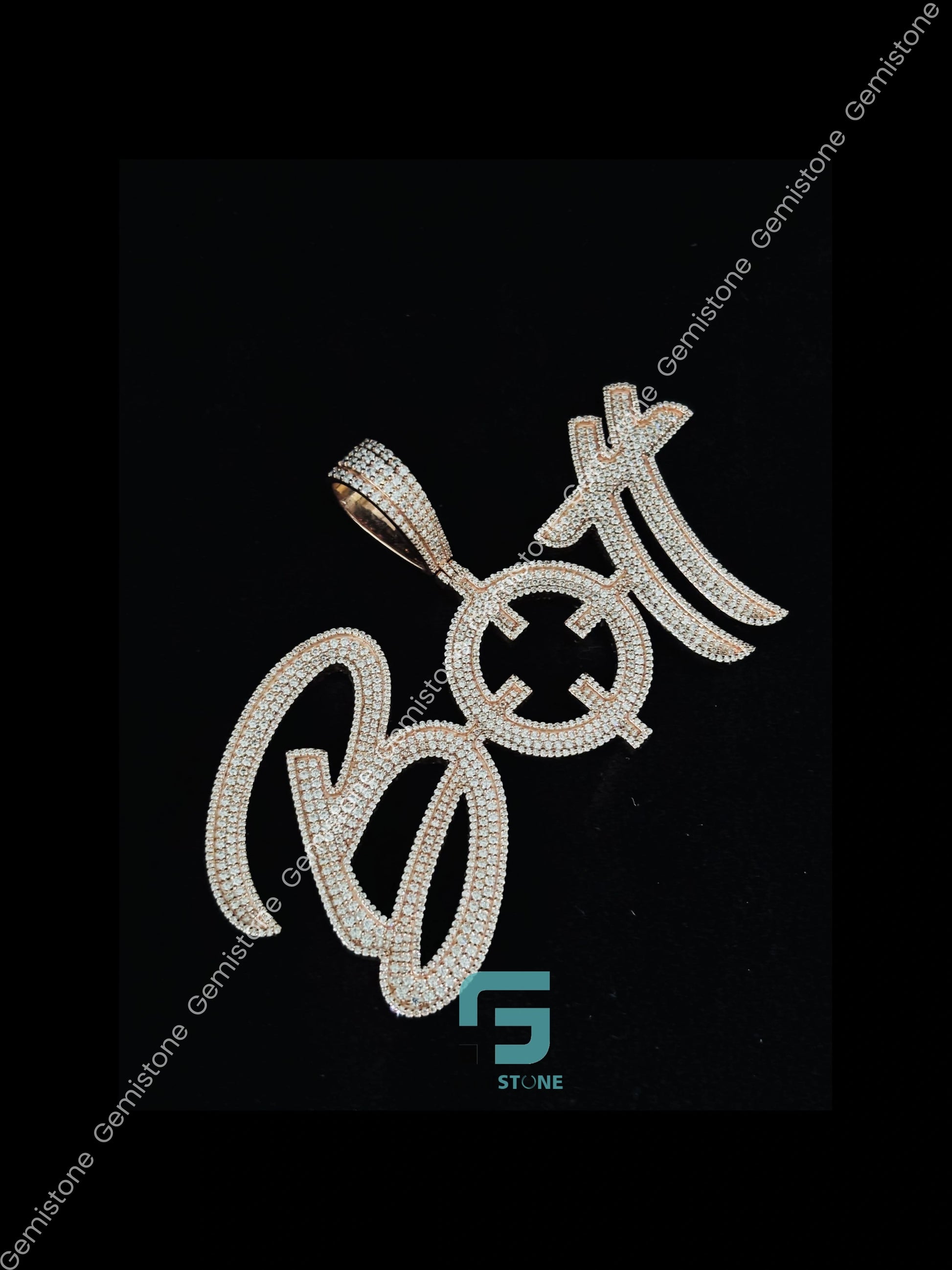 
Yellow Plated Sterling Silver Fully Studded Iced Out Moissanite Pendant_2
