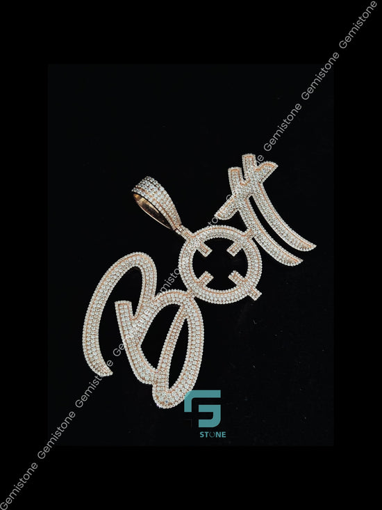 
Yellow Plated Sterling Silver Fully Studded Iced Out Moissanite Pendant_2
