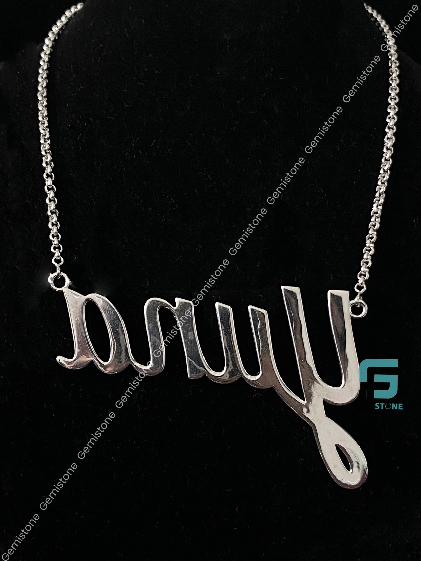925 Silver Initlal YUNA Name Letter Moissanite Neckalce Pendant For Women