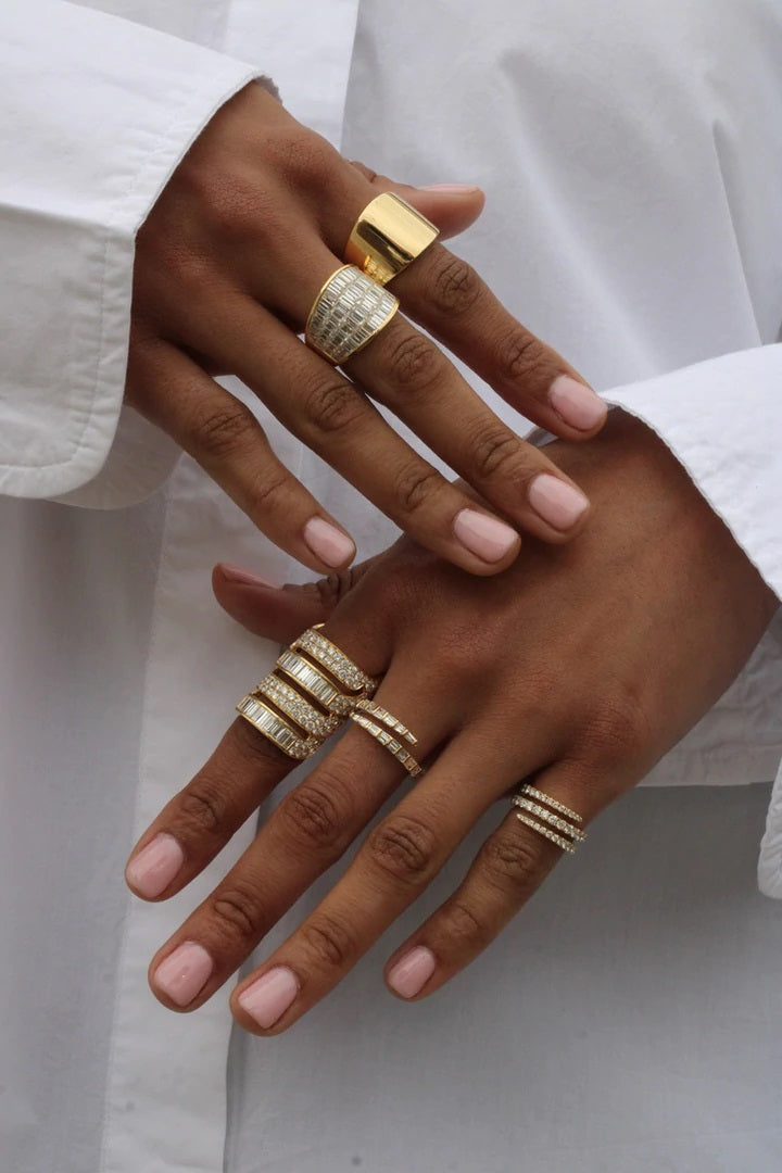 Two Row Baguette Diamond Wrap Coil Ring