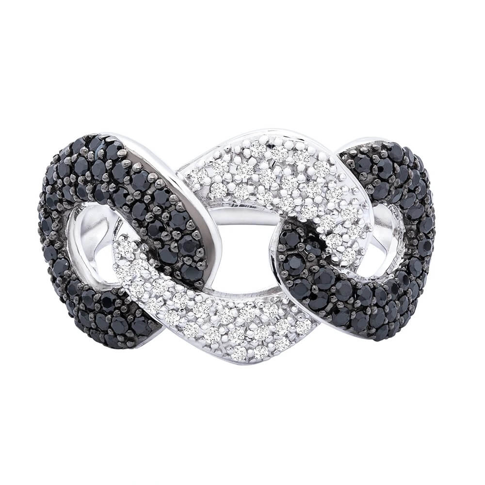 Alternate Black & White Moissanite BIG Cuban Link Ring