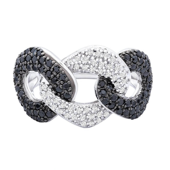 Alternate Black & White Moissanite BIG Cuban Link Ring