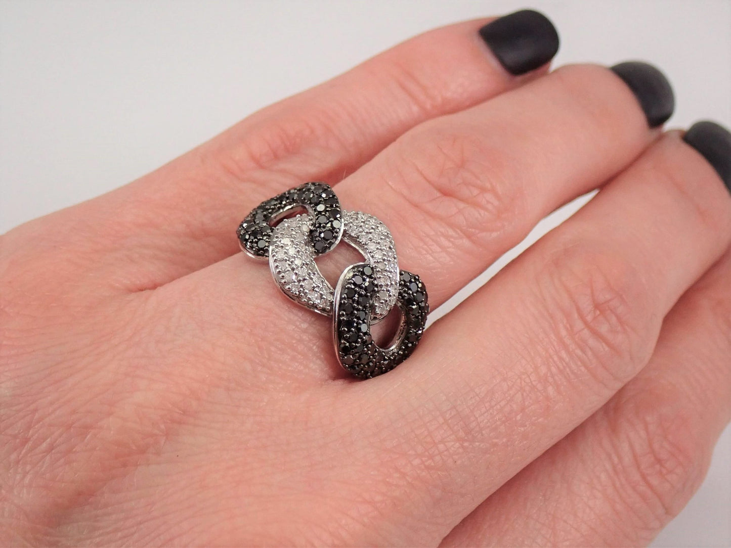 Alternate Black & White Moissanite BIG Cuban Link Ring