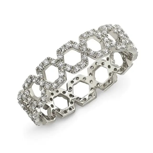 Hexagon Diamond Eternity Band For Women