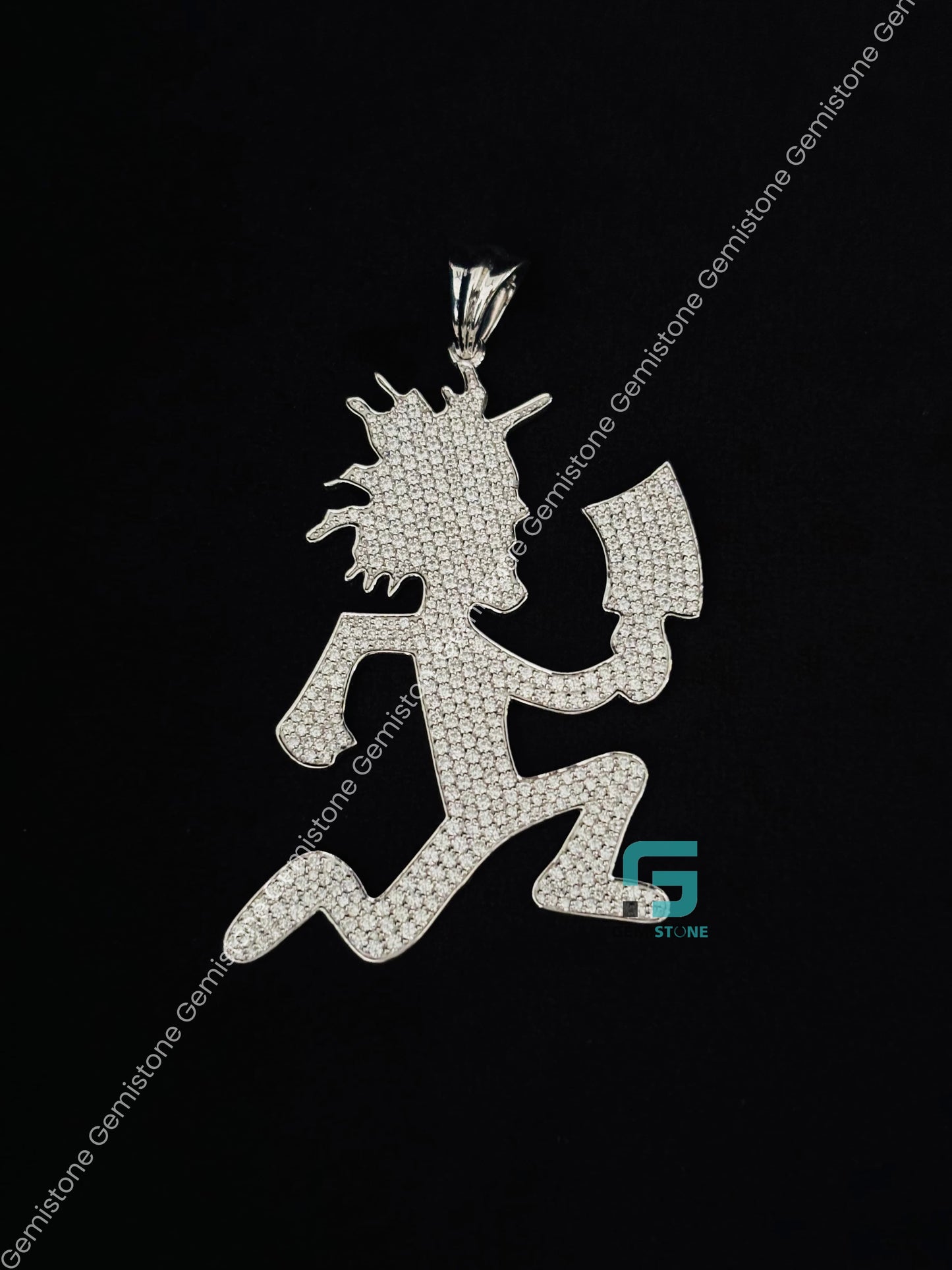 925 Silver Fully Iced Out Moissanite Hatchet Man Pendant