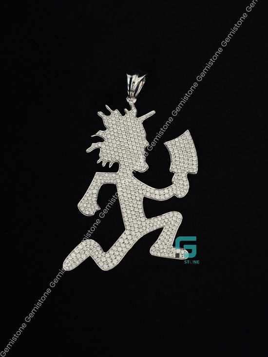 925 Silver Fully Iced Out Moissanite Hatchet Man Pendant