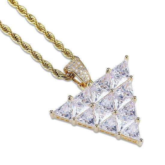 Trilliant Cut Diamond Triangle Necklace For Unisex