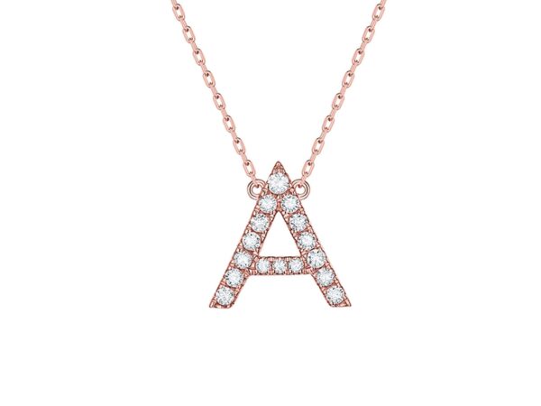 Personalized Letter Diamond Necklace - A Letter in Rose Gold
