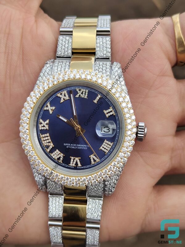 Blue Dial Moissanite Diamond Watch