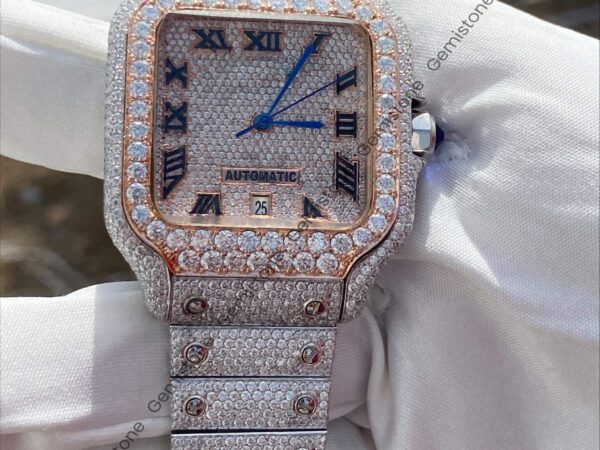 Fully-Icey-Moissanite-Cartier-Watch