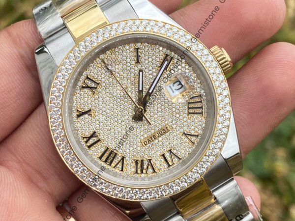 Two-Tone-Rolex-Moissanite-Watch
