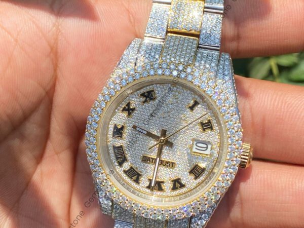 Two-Tone-Stainless-Steel-Diamond-Studded-Rolex-Watch