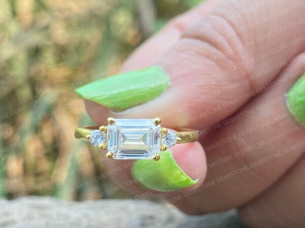 Emerald Cut Ring, Emerald Moissanite Ring