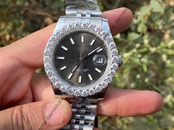 Black Dial VVS Diamond Bezel Watch