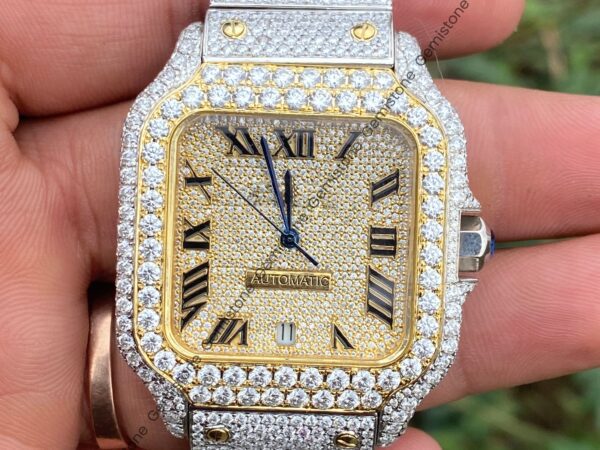 41mm Two Tone Moissanite Cartier Watch