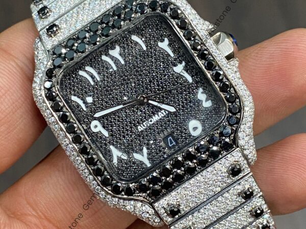 Iced Out Fully Black and White Moissanite Watch