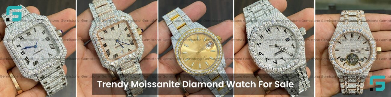 Trendy Moissanite Diamond Watch For Sale