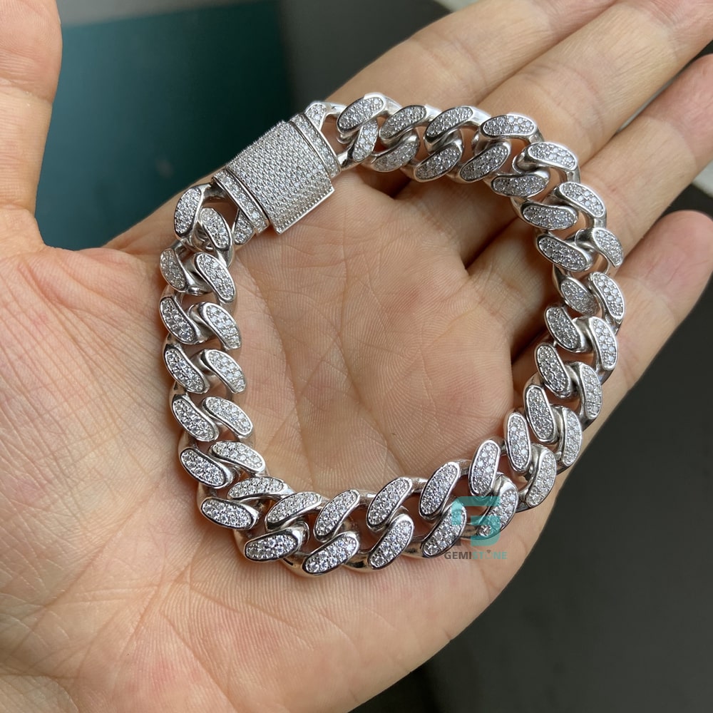 12mm WHITE gold Iced CLASP Cuban Bracelet – SpicyIce