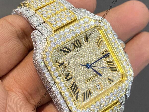 Two Tone Cartier Diamond Watch For Men
