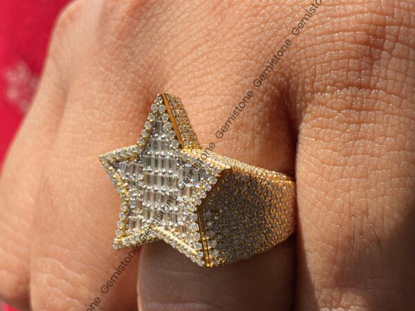 Baguette & Round Diamond Star Ring